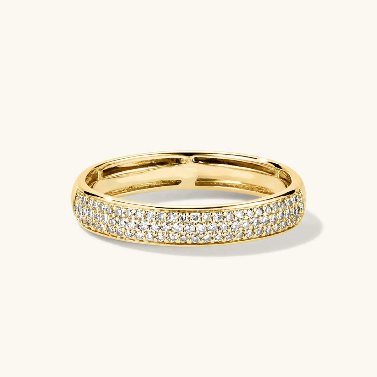 LOZRUNVE 925 Silver Minialist Rhodium Plated Pave Wide Band Half Eternity Ring