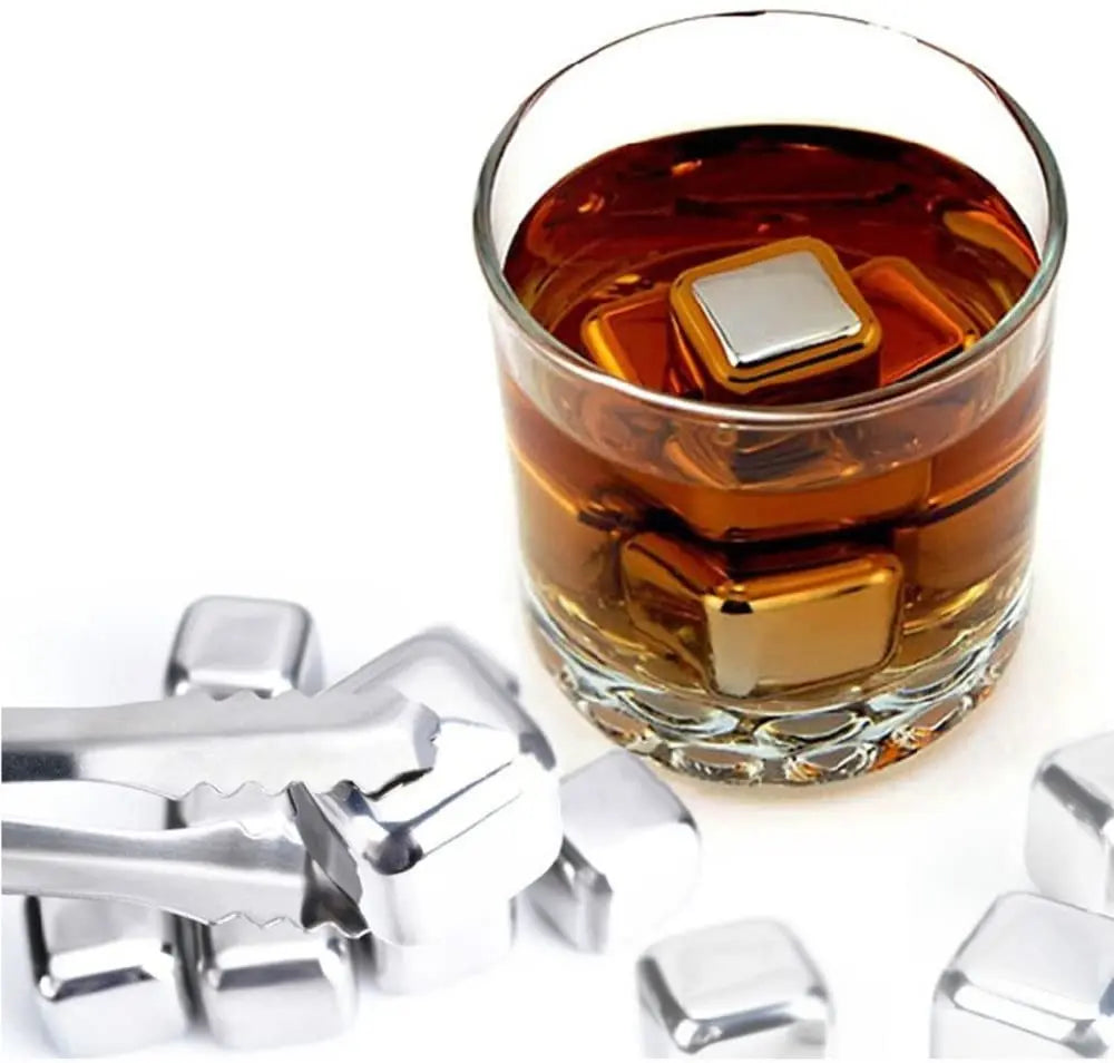 Factory Direct Gife Reusable Stainless Steel Mini Artificial Metal Ice Cubes With Storage Box