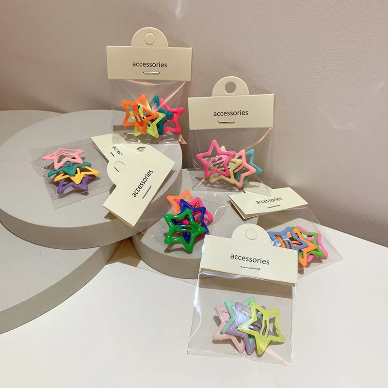 Hot Selling Children Colorful Star Shape Hair Clip for Girl Stars BB Hairpins Kids Hair Accessories
