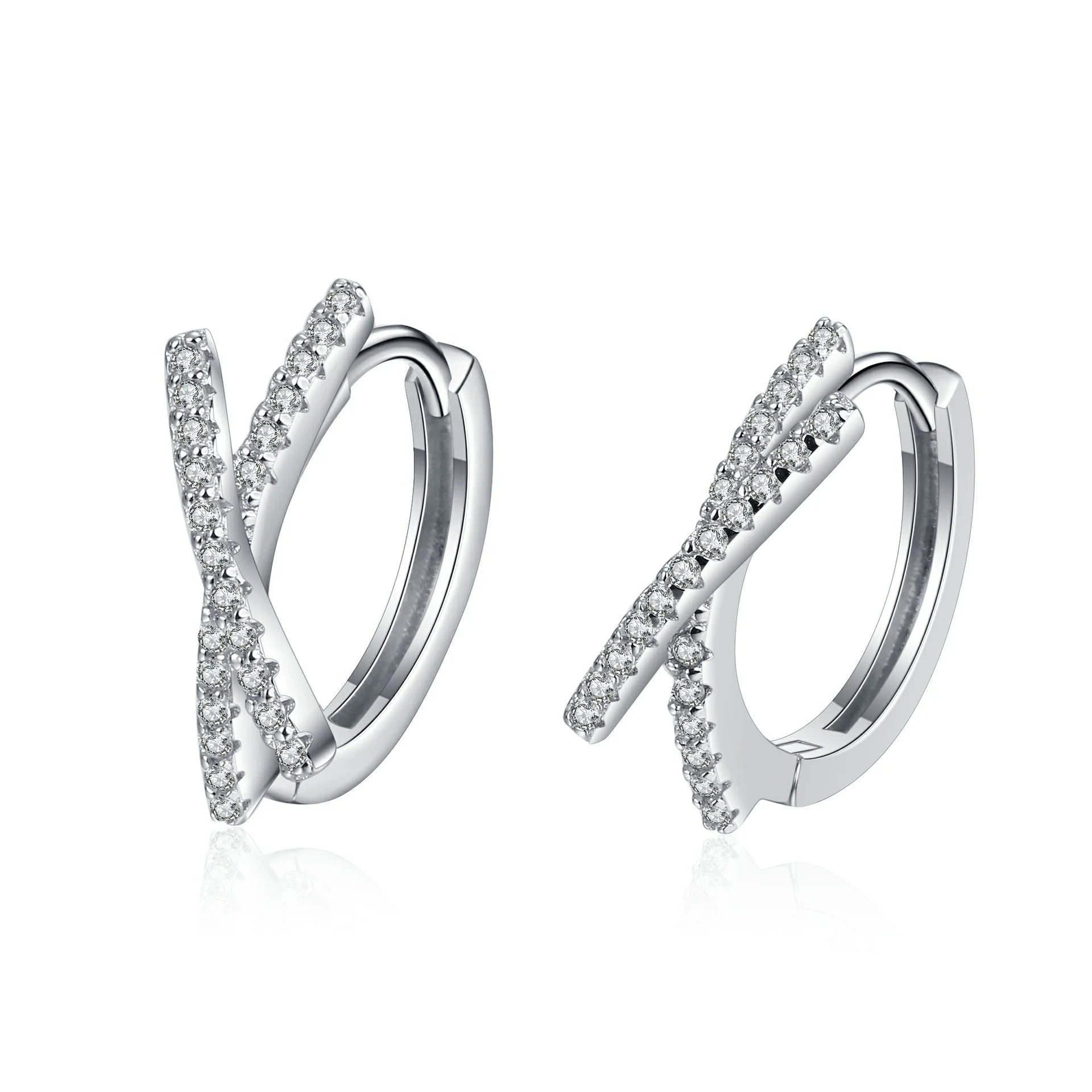Valentine Day Items X Shape Huggies Earrings GRA Moissanite Jewelry VVS Moissanite Sterling Silver 925 Jewellery