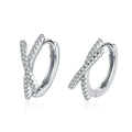 Valentine Day Items X Shape Huggies Earrings GRA Moissanite Jewelry VVS Moissanite Sterling Silver 925 Jewellery