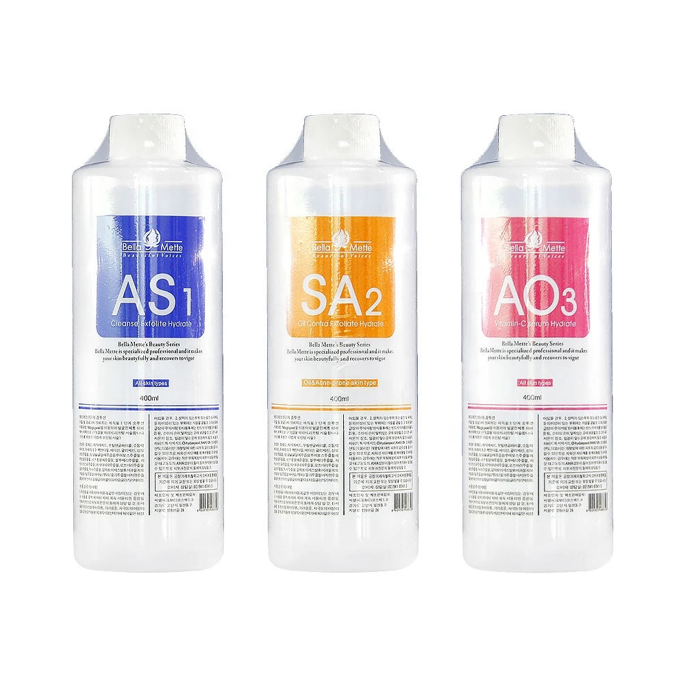 Hot Selling Korea Aqua Peel Hydra Dermabrasion Machine Solution AS1/2/3 Small Bubble 400ml 3 Bottles Organic Whitening Feature