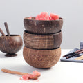 Hawaii Jumbo Real Custom Logo Polished Eco-Friendly Coconut Wood Bowls Spoon Set with Flower Pattern for Business Gifts
