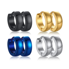 Wholesale Minimalist Curved Smooth Stainless Steel 4mm Hoop Earrings Simple Hip-Hop Men and Women Trendy Party Jewelry