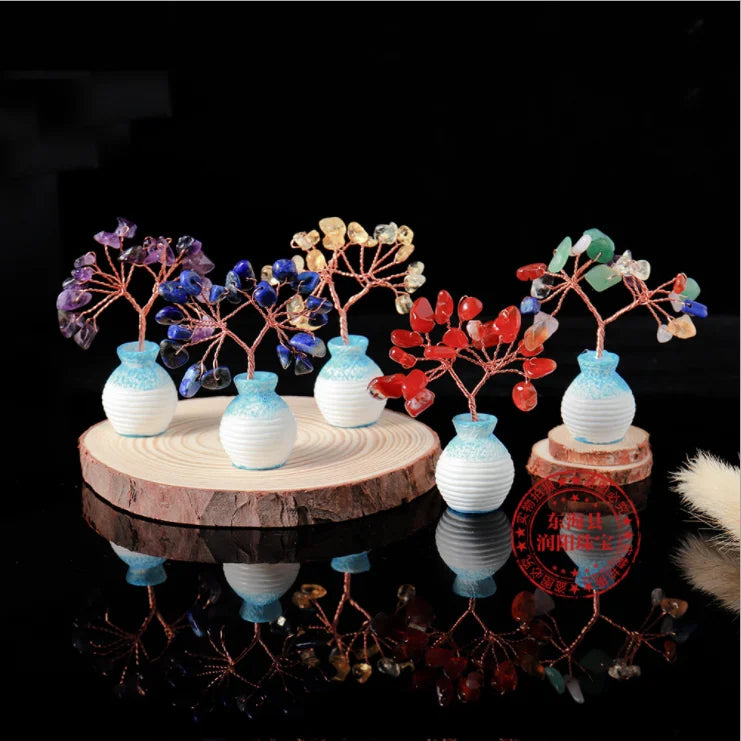 Wholesale Mini Crystal Gravel Tree Vase Crystal Tree Bonsai Crystals Healing Stones Folk Crafts