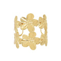 Adjustable Gold and Silver Flower Cuff Bracelet Wide Wire Wrist Wrap Fashionable Open Bangle Bracelet