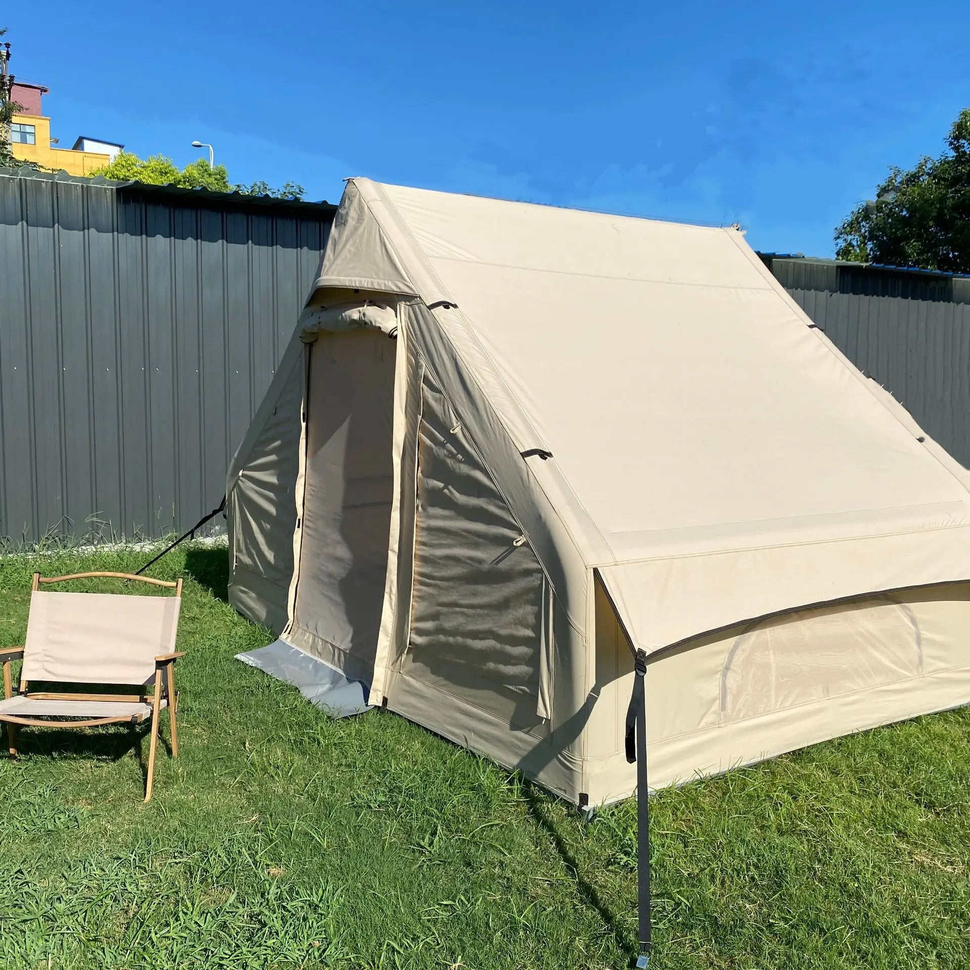 Factory Portable Custom Family Camping Tent Waterproof Outdoor Large Canvas Air Cotton Glamping Inflatable Camping Tent