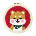 2026 Customized Shiba Inu Cross Stitch DIY Craft Embroidery Set Handmade Folk Art 20cm Punch Needle Kit Yarn Novelty