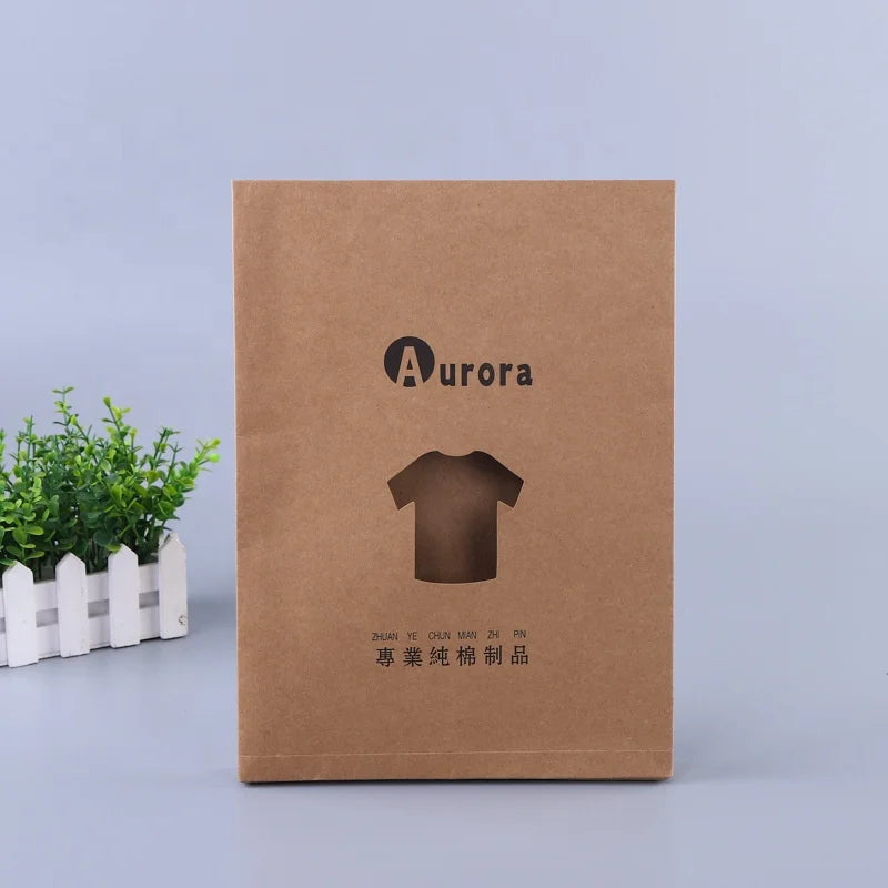 Custom Logo Brown Kraft Paper Big Size Envelope Bag With Ribbon Tie Closure Recycle Gift Packaging for Clothes and Socks