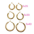 EM1153 3 Sizes Simple Thick 18k Gold Plated Brass Hoop EarringsSimple Elegant Shiny Gold Chunky Hoops