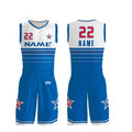 Men Basketball Uniform Set Breathable Short Sleeve Printed Jersey Design Color Blue Summer Cheap Basketball Uniforms