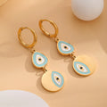 PVD 18K Gold Plated Stainless Steel Huggie Earrings Enamel Evil Eye Charms Women's Trendy Claw Setting Anniversary