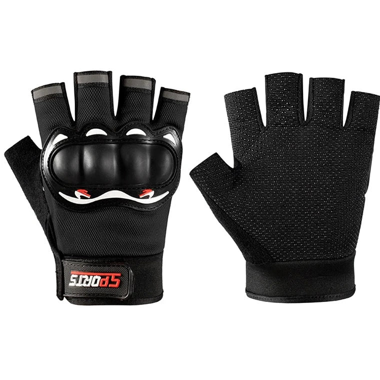 Motorcycle Riding Gloves Hard Shell Protective Knuckle Half-Finger Gloves Breathable Non-Slip Tactical Motorcycle Gloves