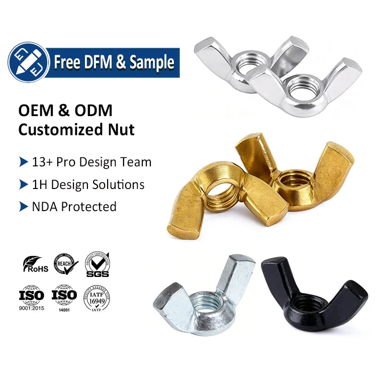 DIN315 Lock Wing Fly Nut M3 M4 M5 M6 M8 M10 M12 Iron Carbon Steel Zinc Plated Galvanized Butterfly Wing Nuts