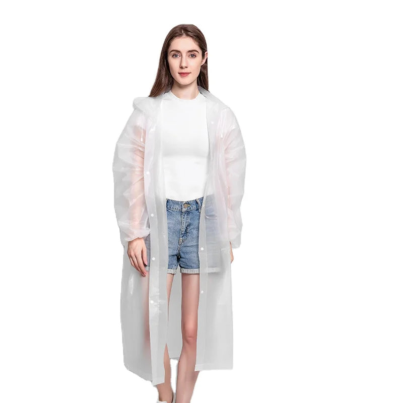 Colour Transparent Thickened Outdoor Travel Light Non Disposable Raincoat EVA Rain Poncho for Women and Men Reusable Rarainwear