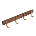 Daili 4-Hook Gold Eco-Friendly Wall Bathroom Coat Rack with Aluminium Alloy & Walnut Wood Easy Wall Mount for Home & Hotel Use