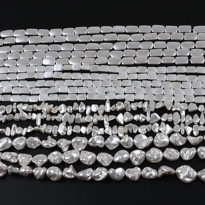 Wholesale Natural Oval Keshi Cultured Loose Shell Pearl Beads for Jewelry Making