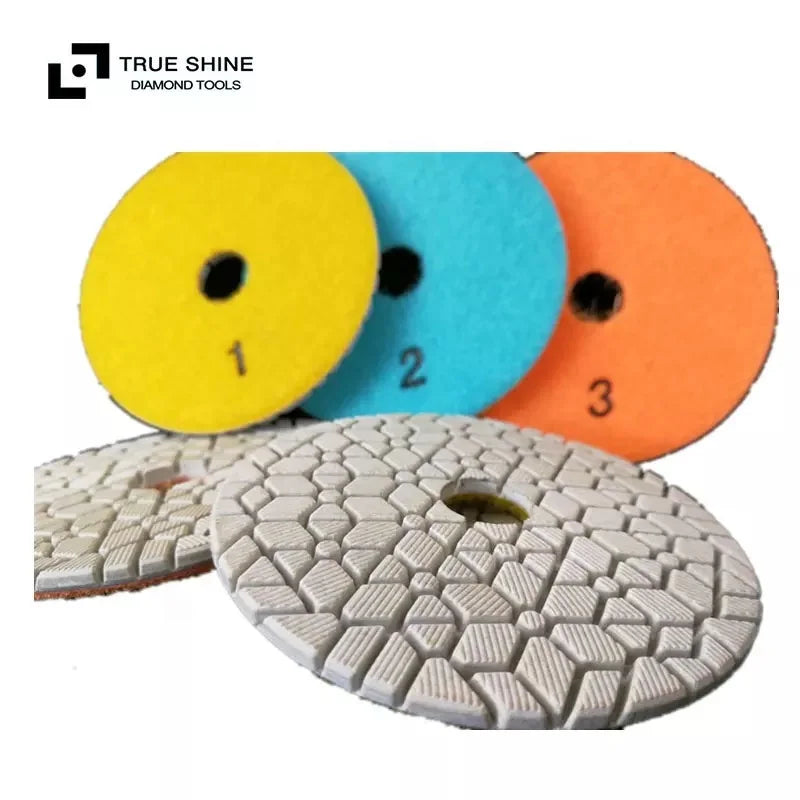 TRUE SHINE Resin Bond Diamond Polishing Pad 4 Inch 3.0mm Thickness Wet/Dry All Stones (Marble Granite Quartz Porcelain) Grit OEM