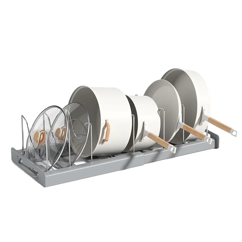 Pan Organizer Rack Pot Lid Organizer Holder with Adjustable Compartment Kitchen Pot Holder