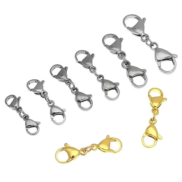 Double Lobster Clasps Size 9mm 10mm 11mm 12mm 13mm 15mm Wholesale Stainless Steel Lobster Clasps for DIY Jewelry