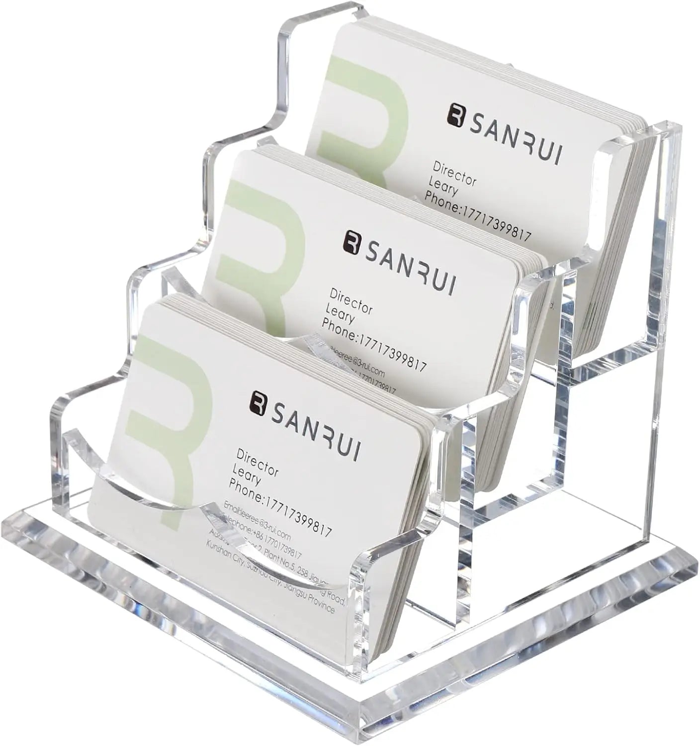 BSCI Factory Creative Office Desktop Transparent Acrylic Business Card Holder Storage Case Display Rack Portable Modern Washable