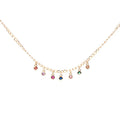 Rainbow CZ Color Zircon Crystal Diamond Necklace Jewelry Gold Plated Stainless Steel Crystal Necklace Chain