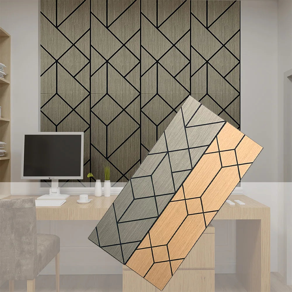 For KASARO Modern 3D Wood Textured Acoustic Panels 3D Wood Laminate Polyester Fiber Construction Durable and Stylish