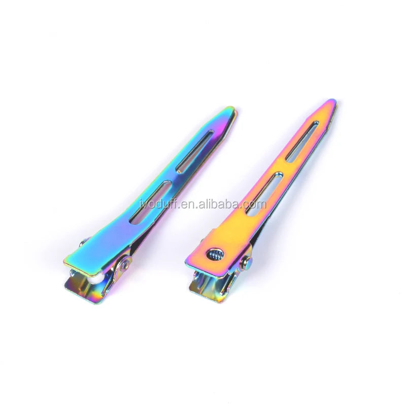 DIY Hair Clips 55mm  Modish Flat Metal Single Prong Alligator Hair Clips Bows Rainbow Color Hairpins for Hair Styling Tool