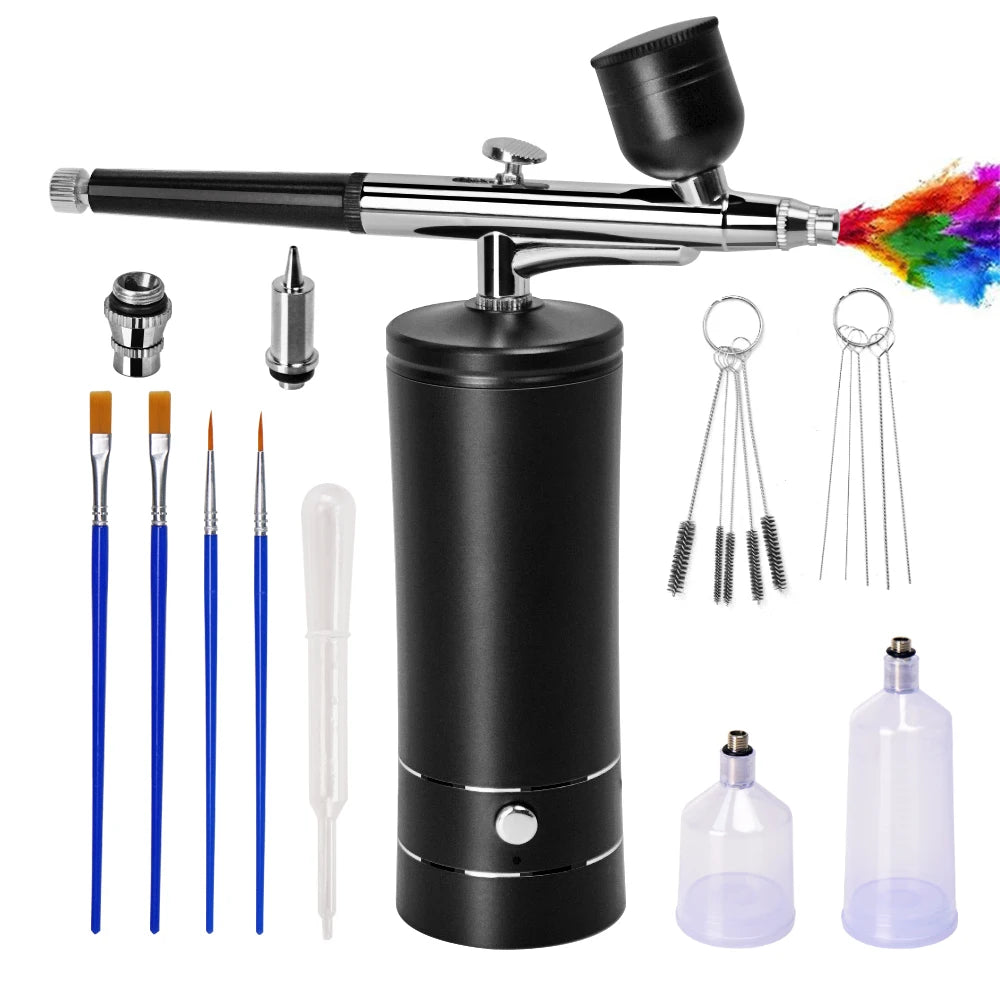 Cordless Airbrush Kit with Air Compressor Rechargeable Handheld Airbrush Portable Beauty Airbrush System