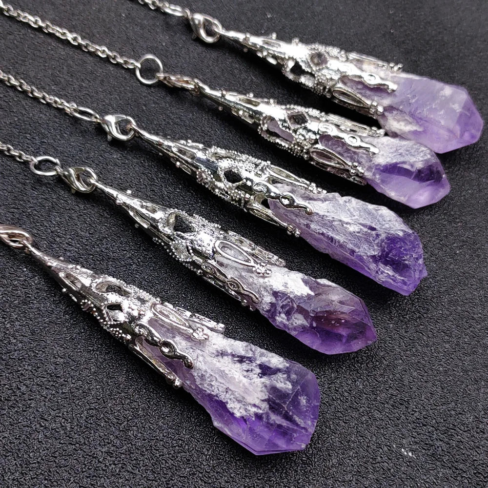 DIY Natural irregular amethyst cluster rough stone pendant energy healing stone for christmas gift for girlfriend Crystal Crafts