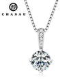 925 Sterling Silver Box Chain Necklace Heart Prong Round Cut 1ct 6.5mm Moissanite Pendant Necklaces for Women