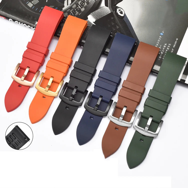 Premium FKM Rubber Watch Strap 19MM Quick Release Straight End Watch Band 21MM High Quality Silicone Rubber Wristband 23MM