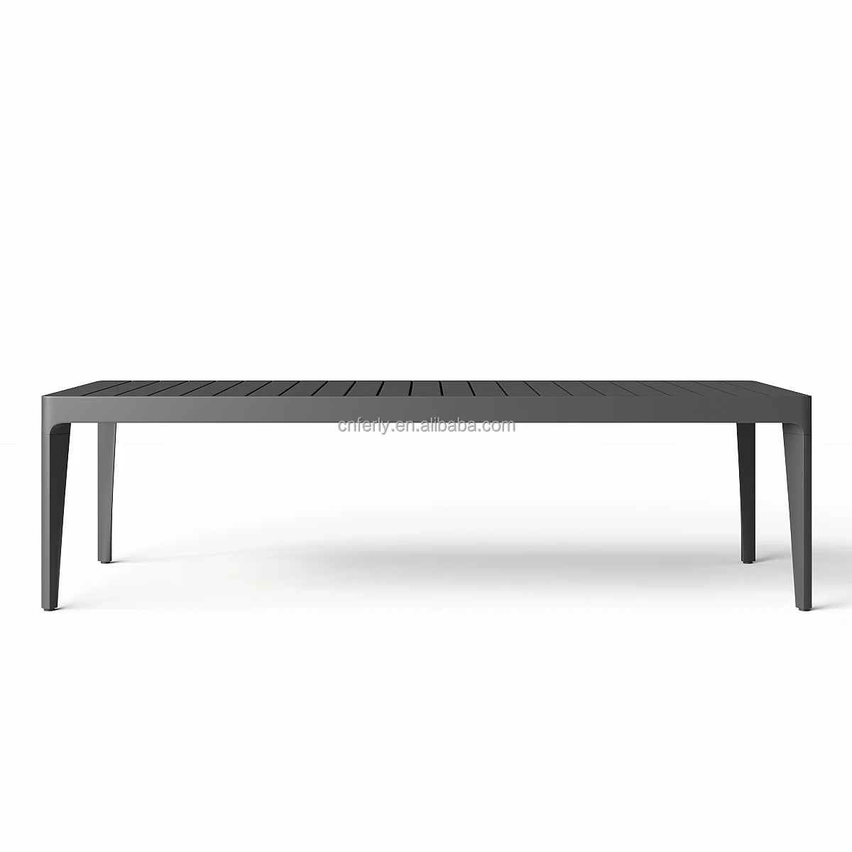 FERLY Modern Outdoor Furniture Patio Garden Handcrafted Aluminum Dining Set Aluminum Angled Arms Dining Table