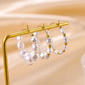Non Allergic Genuine Gold Plated Stainless Steel Jewelry Earrings Customized Pearl Beads Tarnish Free Hoop Earrings for Women