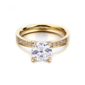 Simple Fashion Jewelry Diamond Round Stainless Steel Gold Plated Zircon Women Engagement Ring