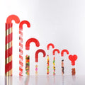 Fillable Empty Clear Plastic Candy Cane Packaging Tube Red Stopper Screen Printing for Christmas Theme High Standard Quality