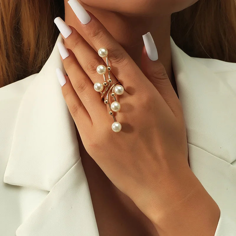 Zooying Wedding Fashion Women Men Fine Jewelry Luxury Vintage Golden Alloy Personality Pearl Adjustable Smart Ring