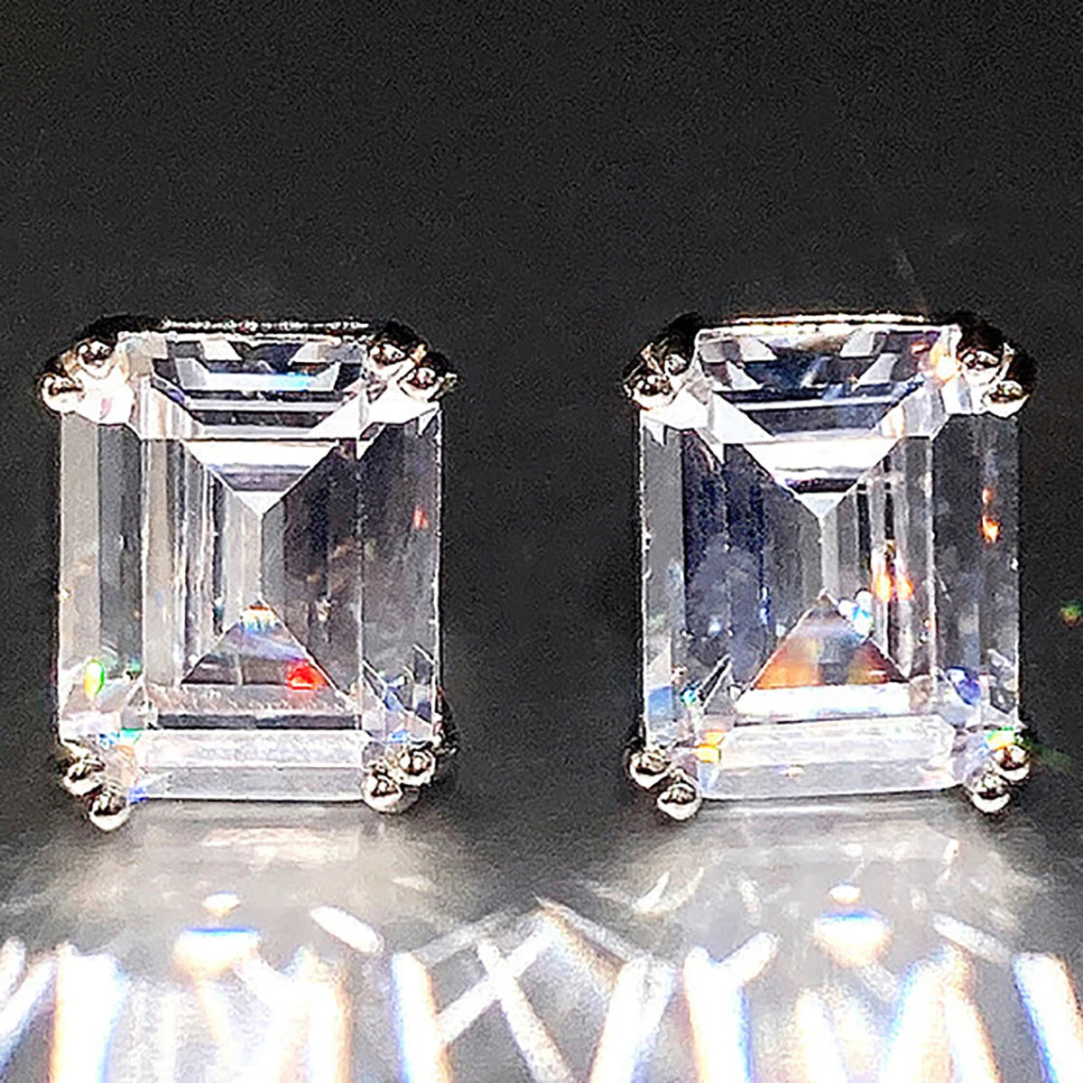 CAOSHI Contracted Style Rectangle Design Bling Bling White Crystal 3A Zircon Earrings for Women Fashion Party CZ Stud Earrings