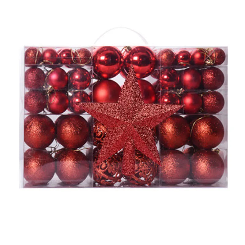 36ct Christmas Balls Star Ornaments Shatterproof Plastic Baubles Colored Glitter Embroidered Beaded Xmas Tree Party Decoration