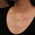 Chris April Minimalist 316L Stainless Steel PVD Gold Plated Opal Pendant Bejeweled Charm Necklace