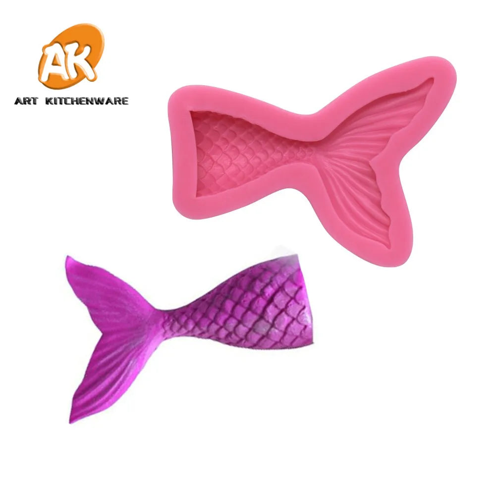 AK 3D Mermaid Tail Silicone Fondant Mold for Cake Fondant Decoration Pastry Tools DIY Cake Molds Gumpaste Chocolate Candy Molds