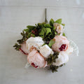 E- Wedding Peony Flower Bouquet Artificial Peony Bunch Artificial Peonies Flower Bouquet for Flower Wall Wedding Decor