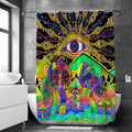 Psychedelic Mushroom Flowers Bathroom Curtain Waterproof Polyester Home Decor Digital Printing Bath Waterproof Bathroom Curtain