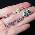 Custom Designer Jewelry Women Sterling Silver 925 Multicolor Screw Back Blue Green pink Gra Vvs Diamond Moissanite Stud Earrings
