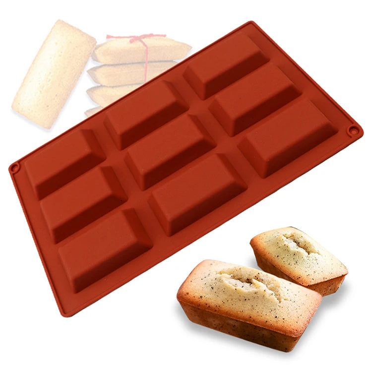 YS 9 Cavity Chocolate Rectangle Shapes Silicone Molds Biscuit Cookie Baking Pan Candy Fondant Cake Mould Kitchen Accessories