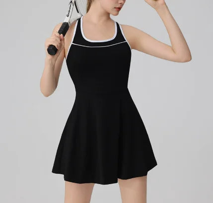 KY Soft Sexy Active Cross-Back Pleated Sport Tennis Dress