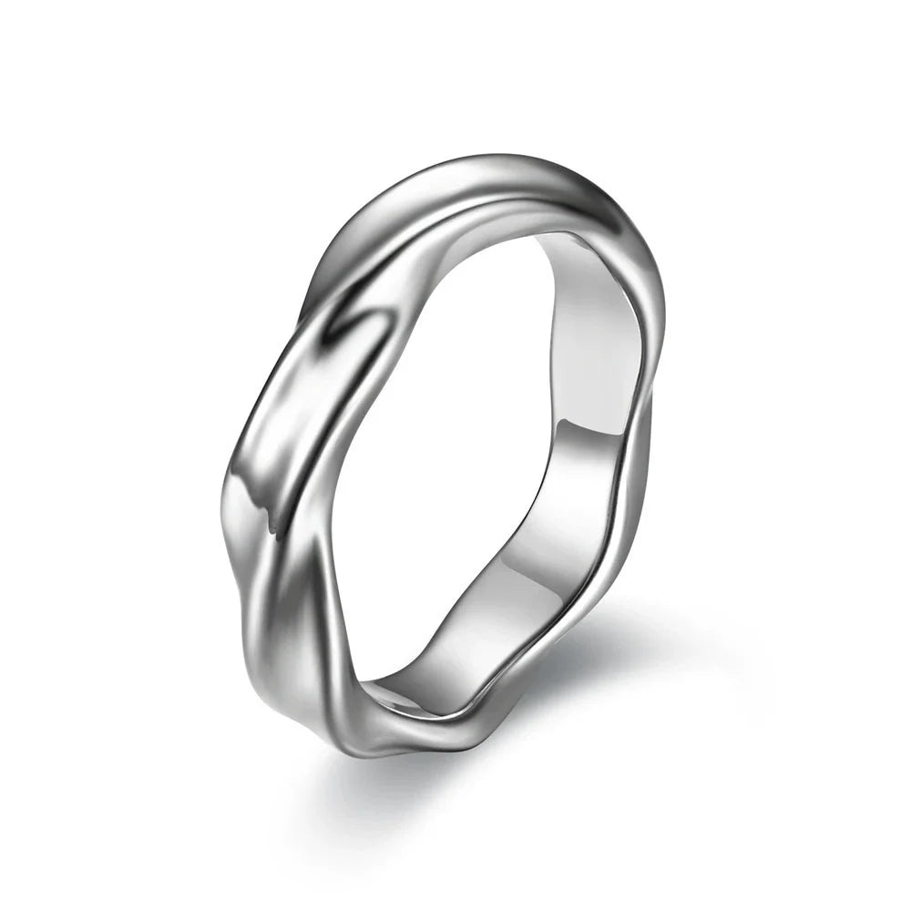 Men's Ins Style Stainless Steel Ring Simple Stylish Mobius Design with Smooth Polished Inside Outside Hand Accessories Jewelry