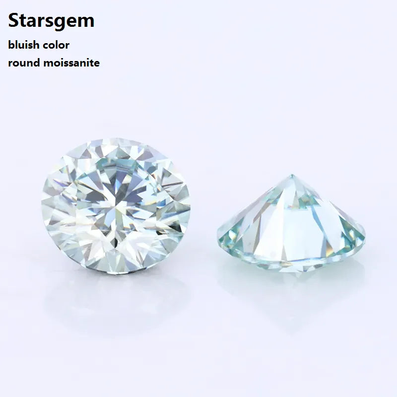 Starsgem Cheapest Moissanite Diamond Per Carat Bottom Light Blue Top See Super clear Round Loose  Prices Bluish Moissanite