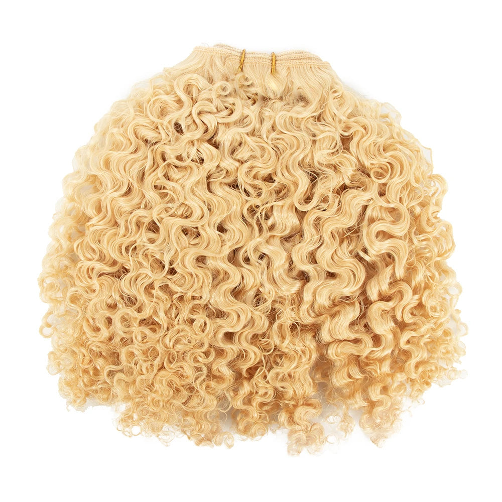 Russian Curly Hair Vendors Exotic Curly Natural Blonde Human Hair Weft Hair Extension