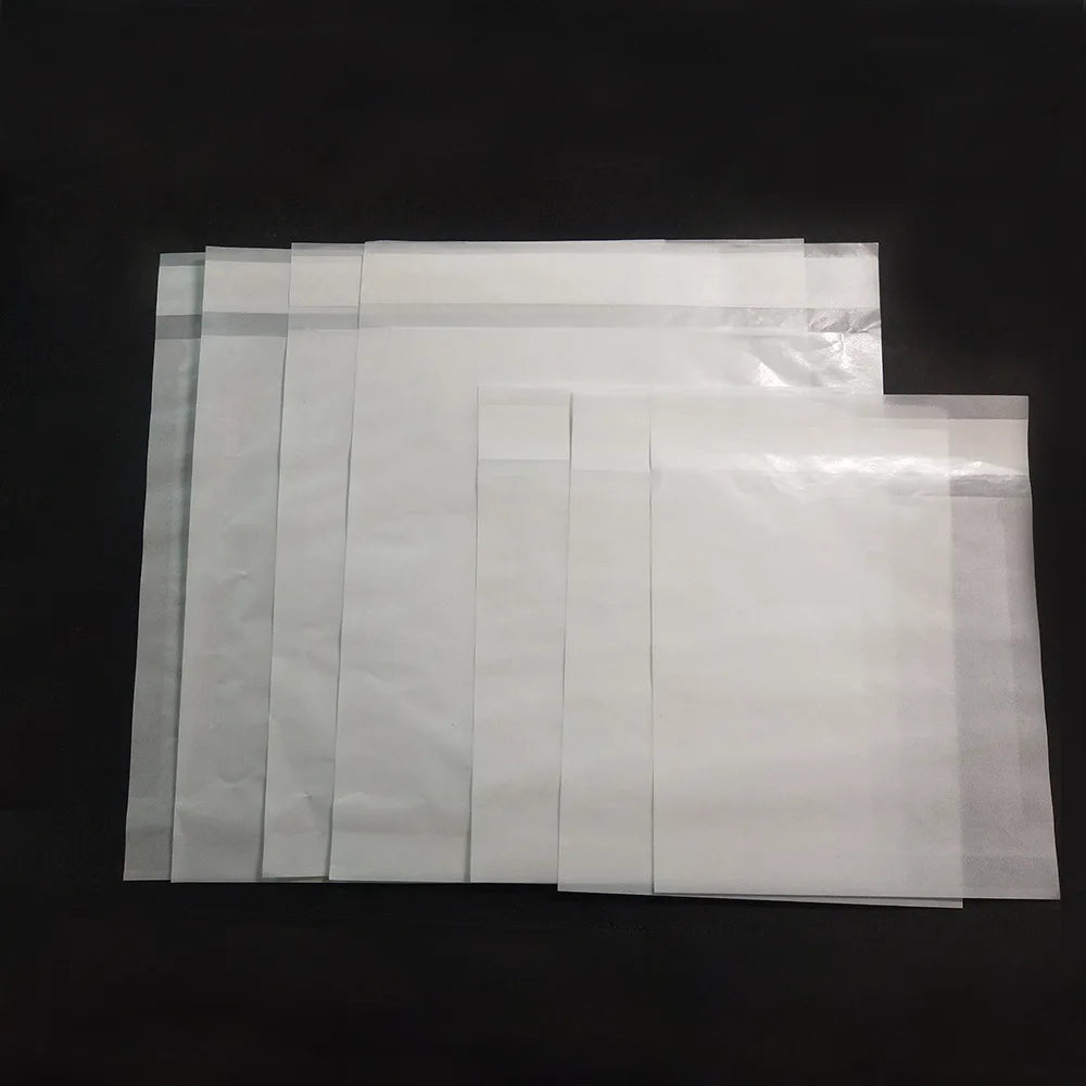 Customizable Biodegradable Semi-Transparent Glossy Glassine Flat Bags Self Adhesive Seal Eco-Friendly Packaging for Gift Craft